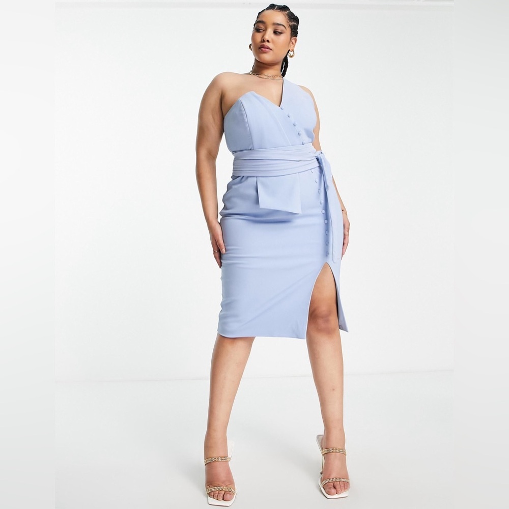 Lavish Alice Light Blue One-Shoulder Dress